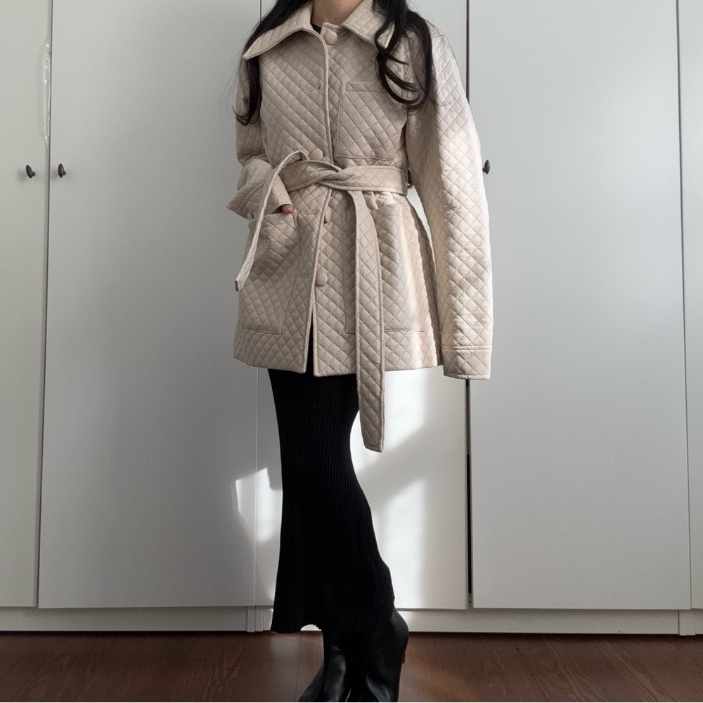 The Frankie Shop Quilted Beige Shacket